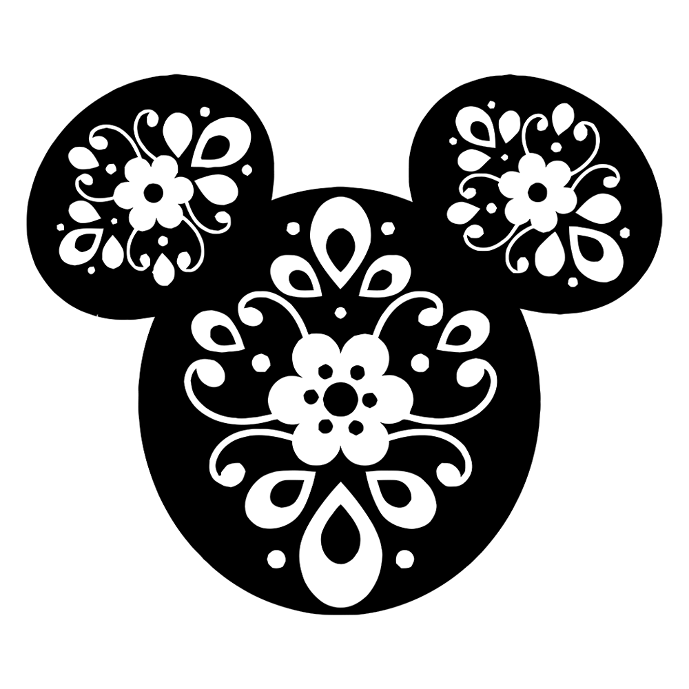 Hidden Mickey Floral Design Vinyl Decal Sticker