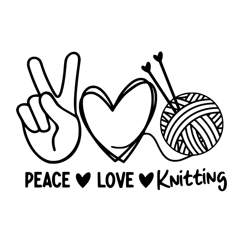 Peace Love Knitting Vinyl Decal Sticker