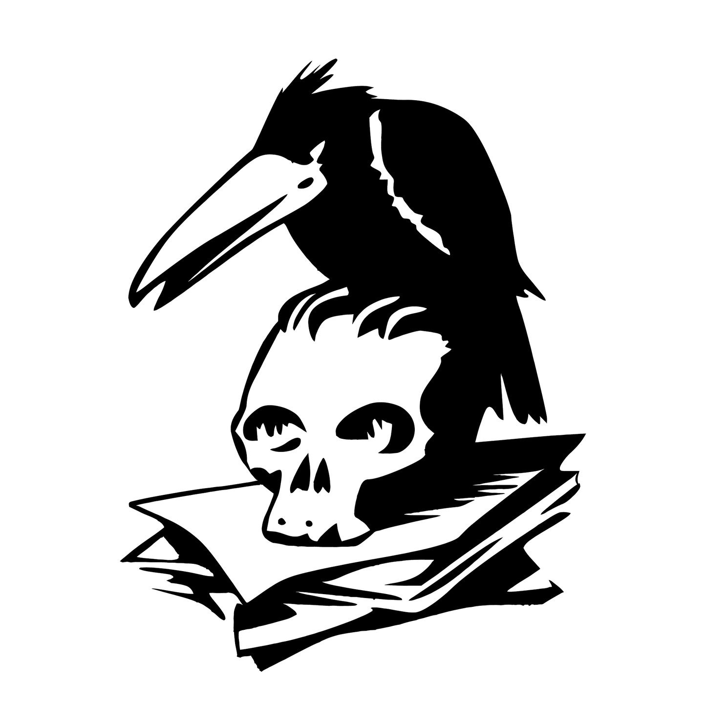 Raven on Skull & Papers Vinyl Decal Sticker
