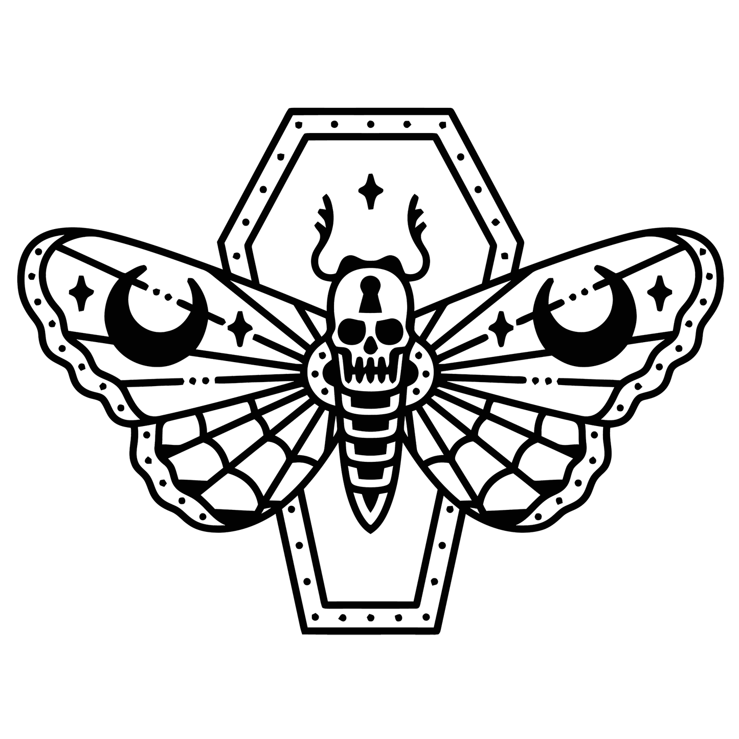 Deaths Head Moth Coffin Tattoo Flash Vinyl Decal Sticker