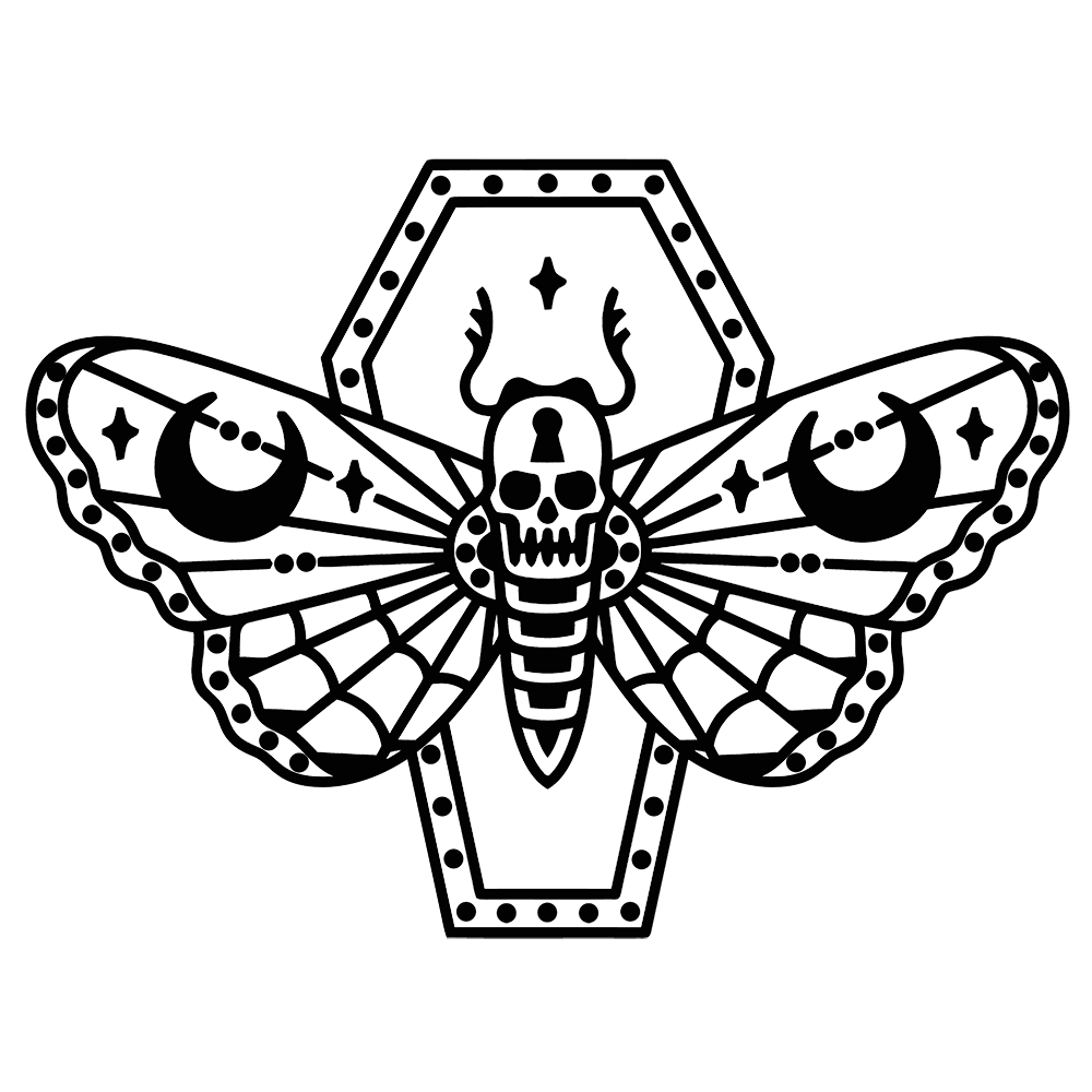 Tattoo Flash Deaths Head Moth Coffin Vinyl Decal Sticker