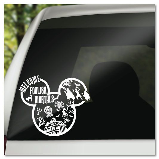 Disney Haunted Mansion Welcome Foolish Mortals Mickey Icon Vinyl Decal Sticker